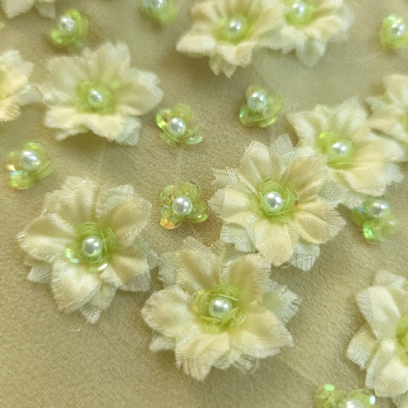 Vintage Cache Fairy Silk Florets Beaded Assymetrical Hem Midi Slip Dress - Picture 6 of 11